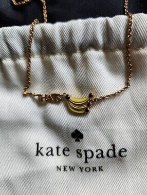 Kate Spade Out Of Office "That’s Bananas" Enamel Pendant Necklace Gold RARE